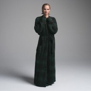 Skims Cozy Knit Unisex Cypress Plaid Robe